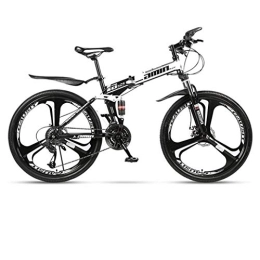 Kays Bike Kays Mountain Bike, 26 Inch Folding Hard-tail Bicycles, Full Suspension And Dual Disc Brake, Carbon Steel Frame (Color : Black, Size : 21-speed)
