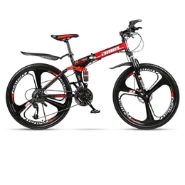 Kays Folding Bike Kays Mountain Bike, 26 Inch Folding Hard-tail Bicycles, Full Suspension And Dual Disc Brake, Carbon Steel Frame (Color : Red, Size : 21-speed)
