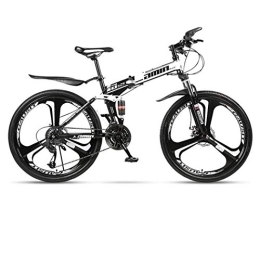 Kays Folding Bike Kays Mountain Bike, Carbon Steel Frame Foldable Hardtail Bicycles, Dual Suspension And Dual Disc Brake, 26 Inch Wheels (Color : White, Size : 24-speed)