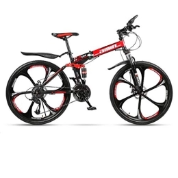 Kays Bike Kays Mountain Bike, Foldable Hardtail Bicycles, Dual Disc Brake And Double Suspension, Carbon Steel Frame (Color : Red, Size : 21-speed)