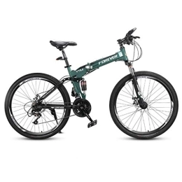 Kays Bike Kays Mountain Bike, Foldable Hardtail Bicycles, Full Suspension And Dual Disc Brake, 26 Inch Wheels, 24 Speed (Color : Green)