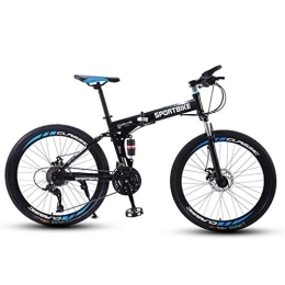 Kays Bike Kays Mountain Bike, Foldable Men / Women Hardtail Bicycles, Carbon Steel Frame, Dual Disc Brake And Double Suspension (Color : Black, Size : 21 Speed)