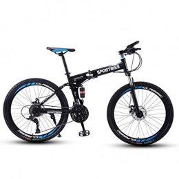 Kays Bike Kays Mountain Bike, Foldable Men / Women Hardtail Bicycles, Carbon Steel Frame, Dual Disc Brake And Double Suspension (Color : Black, Size : 27 Speed)