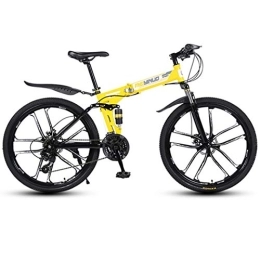 Kays Folding Bike Kays Mountain Bike, Foldable Mountain Bicycles, Lightweight MTB Bike, With Dual Suspension And Dual Disc Brake (Color : Yellow, Size : 27-speed)