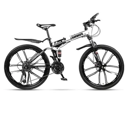 Kays Folding Bike Kays Mountain Bike, Folding Men / Women Hardtail Bike, Carbon Steel Frame Full Suspension Dual Disc Brake, 26 Inch Wheels (Color : White, Size : 21 Speed)