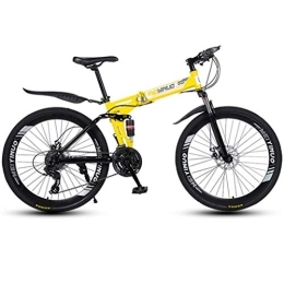Kays Bike Kays Mountain Bike, Full Suspension Foldable MTB Bicycles, Dual Suspension And Dual Disc Brake, 26inch Spoke Wheels (Color : Yellow, Size : 21-speed)
