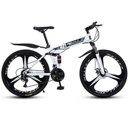 Kays Folding Bike Kays Mountain Bike, Hardtail Mountain Bicycles Foldable Carbon Steel Fram, Dual Suspension And Dual Disc Brake, 26inch Wheels (Color : White, Size : 21-speed)