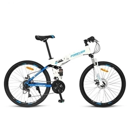 Kays Bike Kays Mountain Bike, Unisex 26 Inch Folding Bicycles, Carbon Steel Frame, 24 Speed, Fulll Suspension And Dual Disc Brake (Color : White)