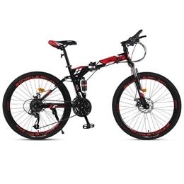 Kays Bike Kays Mountain Bikes, 26 Inch Foldable Hardtail Mountain Bicycles, Carbon Steel Frame, Dual Disc Brake And Dual Suspension (Color : Red, Size : 21 Speed)