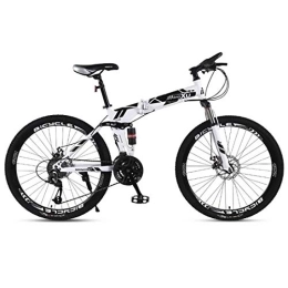 Kays Bike Kays Mountain Bikes, 26 Inch Foldable Hardtail Mountain Bicycles, Carbon Steel Frame, Dual Disc Brake And Dual Suspension (Color : White, Size : 21 Speed)