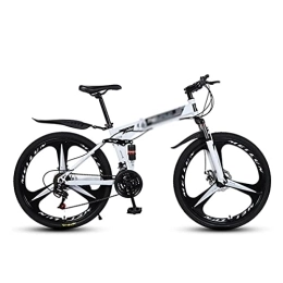 Kays Folding Bike Kays MTB Folding 21 / 24 / 27 Speed 26 Inches Wheels Mountain Bike Carbon Steel Frame With Dual-disc Brakes And Double Shock Absorber(Size:21 Speed, Color:White)