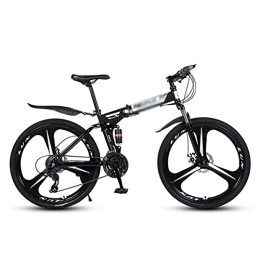 Kays Folding Bike Kays MTB Folding 21 / 24 / 27 Speed 26 Inches Wheels Mountain Bike Carbon Steel Frame With Dual-disc Brakes And Double Shock Absorber(Size:27 Speed, Color:Black)