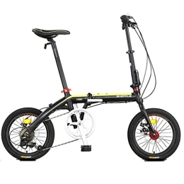 KDHX Folding Bike KDHX 16 Inches Mountain Bike Full Suspension Dual Disc Brake Foldable Suspension Fork That Takes Yellow Red for Womens Bicycle Outdoor Sports (Color : Yellow)