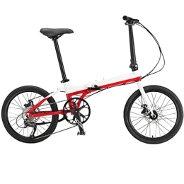 KDHX Bike KDHX 20-Inch Mountain Bike Foldable Bicycle Aluminum Alloy Hard Frame Dual Disc Brakes Suspension Fork Multiple Colors for Adults and Student (Color : White Red)