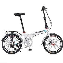 KDHX Folding Bike KDHX 20 Inch Mountain Bike Foldable Bicycle Full Shimano 7 Speed Aluminum Frame Suspension Double Disc Brake for Adult Youth (Color : White)
