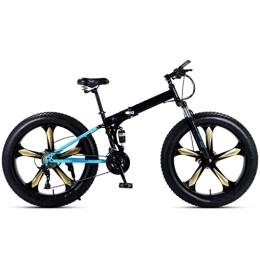 KDHX Folding Bike KDHX Folding Mountain Bike 26 Inch 30 Speed Soft Tail Frame High Carbon Steel Frame Double Disc Brake Outroad Bicycle for Adult (Color : Black and yellow - three knife wheel)