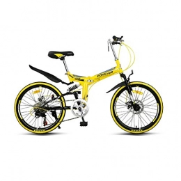Kehuitong Folding Bike Kehuitong Bicycle, Folding Bike, 22-inch 7-speed Bicycle For Men And Women, Adult Student Bicycle, Lightweight Mini Bicycle Q5 The latest style, simple design (Color : Yellow, Edition : 7 speed)