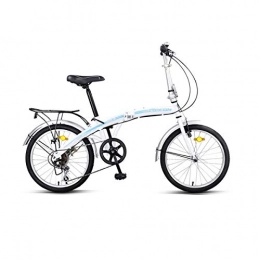 Kehuitong Folding Bike Kehuitong Folding Bicycle, 7-speed 20-inch, Adult Men And Women Style, Ultra-light Portable Lightweight Bicycle The latest style, simple design (Color : White blue, Edition : 7 files)