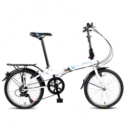 Kehuitong Folding Bike Kehuitong Folding Bike, 20 Inch Men And Women Ultra Light Portable Adult Bicycle, Student Shift Bicycle The latest style, simple design (Color : White, Edition : 7 speed)