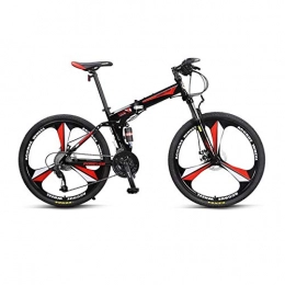 Kehuitong Folding Bike Kehuitong Mountain Bike, Bicycle, Foldable, Adult Male Speed Mountain Bike, 26" 27-speed, Double Shock Absorption The latest style, simple design (Color : Black red, Edition : 27 speed)