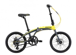 KESPOR Bike KESPOR Thunderbolt D8 Folding Bike for Adults, 20-inch Wheels, Rear Carry Rack, Shimano 8 Speed Alloy Easy Folding, Disc Brake (Yellow)