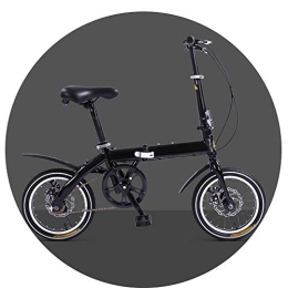 Kids Bike Foldable Bicycle Boy 14 Inches Adult Bicycle Disc Brake Foldable Travel/work Portable High-carbon Steel Free Installation(Color:Black)