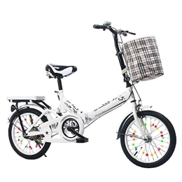 Kids Bikes Bike Kids Bikes CHUNLAN Foldable Bicycle Portable With Shock Absorber Adult Child Bicycle 16 Inch High Carbon Steel Frame Quick Fold Anti-skid Tire Safe Braking(Color:white)