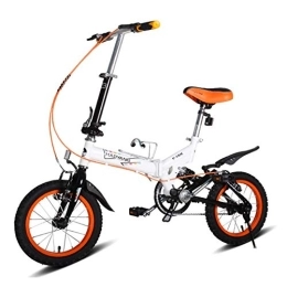 DJYD Bike Kids Folding Bikes, 14 Inch Mini Folding Mountain Bike, High-carbon Steel Lightweight Portable Foldable Bicycle, Suspension Bike, White FDWFN (Color : White)