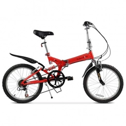 KOSGK Folding Bike KOSGK Deluxe Mountain Bike Unisex bicycles 20" inch steel frame with front and rear mudguards front and rear mechanical disc brake, Red, 20