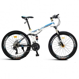 KOSGK Bike KOSGK Mountain Bike Child Bicycles 21 / 27 Speed Steel Frame 26 Inches Spoke Wheels Suspension Folding Bike, White, 21speed