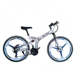 KP&CC Bike KP&CC 3 cutter Wheels Mountain Bike Adult Shock-absorbing Disc Brake Y-folding Bicycle for Men and Women, White
