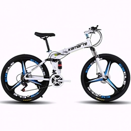 KP&CC Folding Bike KP&CC 3 cutter Wheels Mountain Bike Adult Student Folding Road Off-road Bike, Heavy Load, Light and Easy to Carry for Men and Women, White
