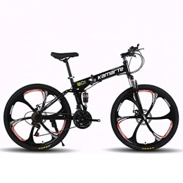 KP&CC Folding Bike KP&CC 6 cutter Wheels Mountain Bike Adult Student Folding Road Off-road Bike, Heavy Load, Light and Easy to Carry for Men and Women, Black