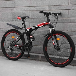 KUANDARM Folding Mountain Bike,-Speed,-Inch Wheels Outdoor Bicycle,High Carbon Steel Full Suspension Frame Bicycles For Adults Safflower