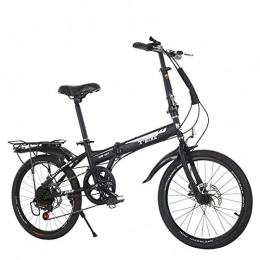 KUKU Folding Bike KUKU 20-Inch 6-Speed Mini Folding Bike, Outdoor Bike for Men And Women, Commuter Bike for Adults, Suitable for Commuting, Shopping And Travel, Black