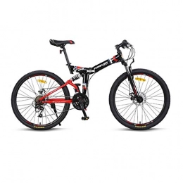 Kuqiqi Bike KUQIQI 26-inch 24-speed, Full Shock-absorbing Shock-absorbing Folding Bike, Urban Men's And Women's Bicycles, Student Mountain Bikes, Bicycles (Color : Black red)
