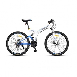 KUQIQI Mountain Bike, Off-road Variable Speed Bicycle, Adult Folding Double Shock Absorption Soft Tail Racing, Student Bicycle, Double Disc Brake (Color : White, Edition : 24 speed)