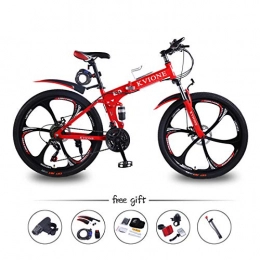 KVIONE Bike KVIONE E9 26 Inches Mountain Bike Men Folding Bicycle 21 Speed MTB 26 Inches Wheels High-carbon Frame with Disc Brake (Red)
