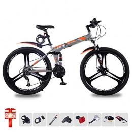 KVIONE E9 27 Speed Mountain Bike unisex 29 Inches MTB Mountain Bicycle High-carbon Steel folding bike with 27-speed Disc Brake (grey)