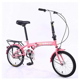KXDLR Bike KXDLR 16-Inch Folding Bicycle, Featuring Front And Rear Fenders, Rear Carry Rack, with Double V-Style Brakes, Pink