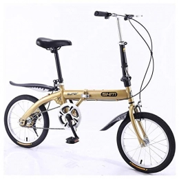 KXDLR Bike KXDLR 16" Lightweight Alloy Folding City Bike Bicycle, Dual V-Style Brakes, Gold