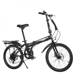 KXDLR Folding Bike KXDLR 20'' Folding Bike, 6 Speed Gears, Carbon Steel Frame, Foldable Compact Bicycle for Adults Rear Carry Rack, And Kickstand