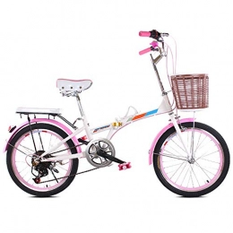 KXDLR Bike KXDLR 20-Inch Folding Bike 6-Speed Cycling Commuter Foldable Bicycle Women's Adult Student Car Bike Lightweight Aluminum Frame Fenders, Pink