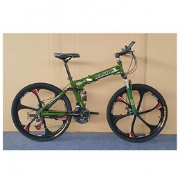 KXDLR Folding Bike KXDLR 21-Speed Bicycle 26" Folding Mountain Bike Double Disc Brake Male And Female Students Bicycle Adult Off-Road Bicycle, Green