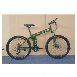 KXDLR Bike KXDLR 26 Inch Mountain Bike with Dual Suspension / Disc Brake, 27 Speeds Folding Bicycle with High-Carbon Steel Frame, Green