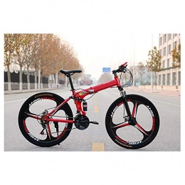 KXDLR Bike KXDLR Bike 24 Speed, Mountain Bike, 16-Inch Bicycle, Folding Bike Disc Brakes, Carbon Steel Frame, Fork Suspension Can Be Locked, Red