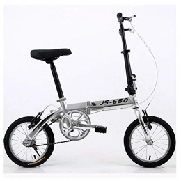 KXDLR Bike KXDLR Bikes / Folding Bikes 14 Inch Folding Bicycle Adult Variable Speed Bicycle Student Mountain Bike Double V-Style Brakes, Silver