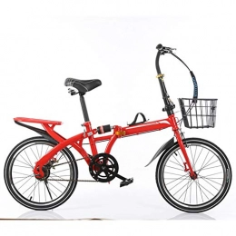 KXDLR Bike KXDLR Foldable Men And Women Folding Bike - Mountain Bike Adult Double Shock-Absorbing Cross-Country Speed Male And Female Students Fast Bicycle, 20Inches, Red