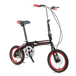 KXDLR Folding Bike KXDLR Folding Bicycle, Great for City Riding And Commuting, Lightweight Aluminum Frame, Front And Rear Fenders, 14-Inch Wheels, Black
