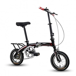 KXDLR Bike KXDLR Folding Bike, Great for City Bike, with Low Step, Aluminum Alloy Frame, Single Speed Drive, Front And Rear Fender 12-Inch, Black